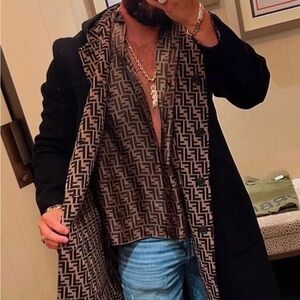 Authentic Brown silky fendi button up size 45. US size XXL.